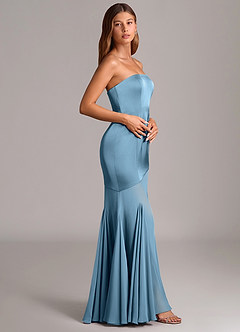 Azazie Uma Bridesmaid Dresses Steel Blue Mermaid Strapless Chiffon Convertible Dress image4