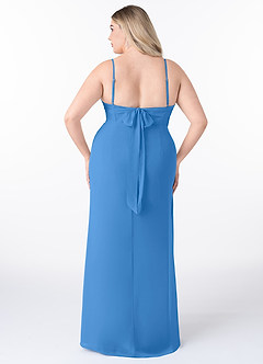 Azazie Mai Brautjungfernkleider Etui Plissee Chiffon Kleid Blauhäher image8