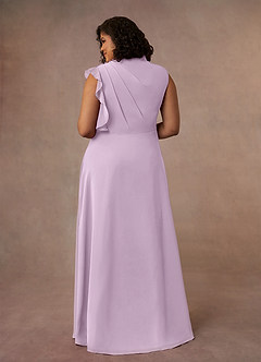 Azazie Narine Mother of the Bride Dresses Frosted Lilac A-Line High Neckline Pleated Chiffon Dress image9