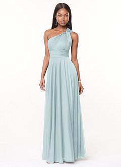Azazie Charlize Brautjungfernkleider A-Linie One-Shoulder Gittergewebe Kleid Nebel image3