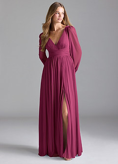Azazie Norah Bridesmaid Dresses Mulberry A-Line Mesh Dress image3