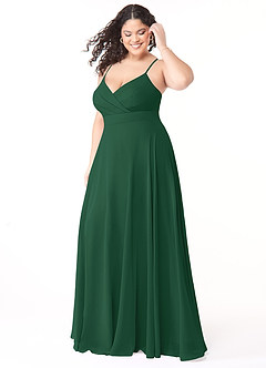 Azazie Avelina Bridesmaid Dresses Dark Green A-Line V-Neck Pleated Chiffon Dress image8