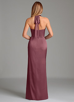 Azazie Serenity Robes de demoiselle d'honneur Robe Sirène en Satin extensible Décolleté en cœur Rose Du Désert image6