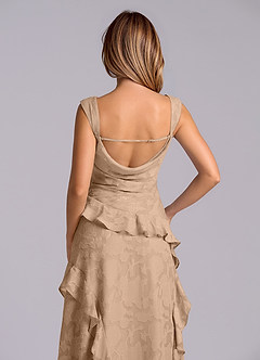 Azazie Sloane Bridesmaid Dresses Champagne A-Line Sweetheart Neckline Floral Burnout Dress image7