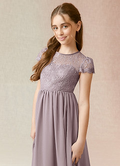 Azazie Delevingne Junior A-Linie Spitze Chiffon Kleid Dämmerung image4