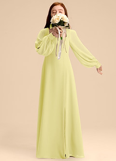 Azazie Bondi Junior Abito A-Line in Chiffon Blusa Sorbetto Al Limone image1