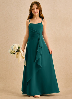 Azazie lolly Girls Formal Flower Girl Dresses Peacock A-Line Pleated Chiffon Dress image3