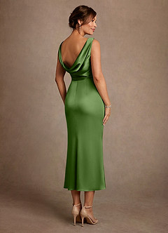 Azazie Mazhe Mère de la mariée Robes Robe Trapèze en Satin extensible Plissée Basilic image2