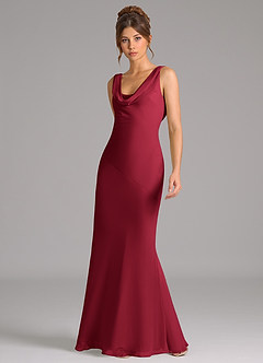 Azazie Rylina Bridesmaid Dresses Burgundy Mermaid Pleated Chiffon Dress image5