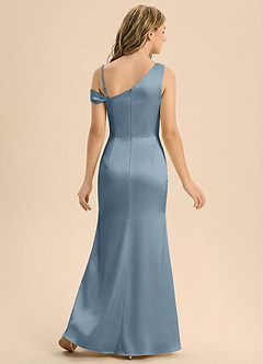 Azazie Cressida Junior Dusty Blue Mermaid Off the Shoulder Stretch Satin Dress image2