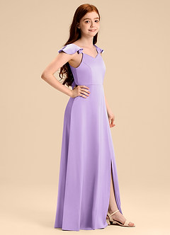 Azazie Everett Junior Vestido de Lila de Satén Elástico de Corte en A con Lazo image3