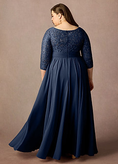 Azazie Carmena Final Sale Dark Navy A-Line Sequins Chiffon Dress image8