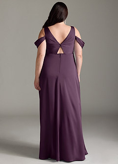 Azazie Rhea Maternity Bridesmaid Dresses A-Line Off-The-Shouler Pleated Stretch Satin Floor-Length Dress image9