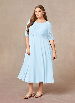 Azazie Dorothea Mother of the Bride Dresses Sky Blue A-Line Scoop lace Chiffon Dress image8