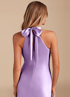Azazie Doretta Bridesmaid Dresses Lilac Mermaid Bow Metallic Satin Dress image2