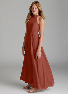 Azazie Clarice Junior Auburn A-Line Side Slit Chiffon Dress image5