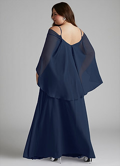 Azazie Cienna Bridesmaid Dresses Dark Navy A-Line Off the Shoulder Chiffon Dress image8