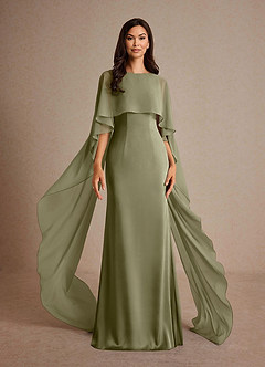 Azazie Milfred Mother of the Bride Dresses Pistachio Sheath Boatneck Stretch Satin Dress image1