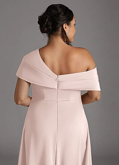 Azazie Milton Mother of the Bride Dresses Blushing Pink A-Line Pleated Stretch Satin Dress image10