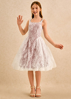 Azazie Cubbie Girls Formal Flower Girl Dresses Cedar Rose A-Line Lace Dress image5