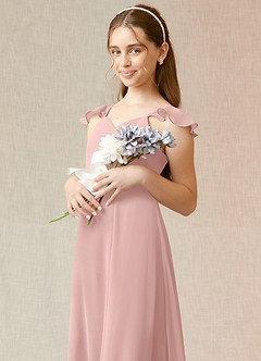 Azazie Everett Junior Robe Trapèze en Mousseline de soie Rose Poudré image6