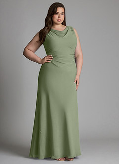 Azazie Kieryn Bridesmaid Dresses Pistachio Mermaid Pleated Chiffon Dress image11