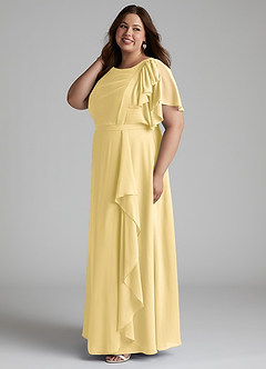 Azazie Aaliyah Modest brudtärna klänningar Klä A-Line Utsvängd Golvlängd Chiffong image7