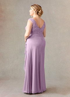 Azazie Edelin vestidos de madre de la novia Vestido de Glicinia de Malla de Corte En A con Cuello Corazón Plisado image11
