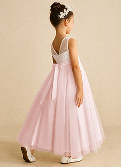 Azazie Tay Flower Girl Dresses Blushing Pink A-Line Sequins Tulle Dress image5
