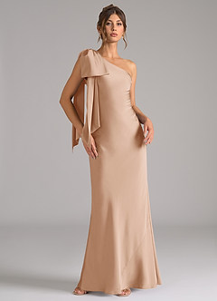 Azazie Capri Brautjungfernkleider Meerjungfrau-Linie One-Shoulder Stretch-Satin Kleid Englisches Rosa image1