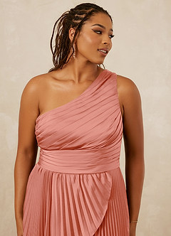 Christian Siriano Bridal for Azazie 1008 Bridesmaid Dresses Coral A-Line One Shoulder Stretch Satin Dress image12