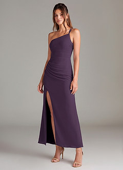 Azazie Eren Bridesmaid Dresses Plum Mermaid One Shoulder Chiffon Dress image1
