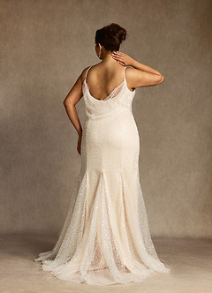 Azazie Eris Vestidos de novia Vestido de Blanco Diamante Alabastro Blanco de Cuentas de Corte Sirena con Cuello en V image2