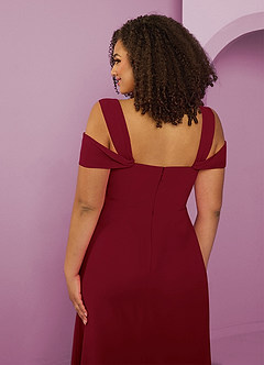 Barbie ♥ Azazie Bridesmaid Dresses Burgundy A-Line Off the Shoulder Chiffon Dress image13