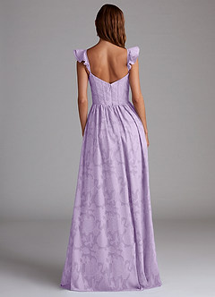 Azazie Denisse Brautjungfernkleider A-Linie Gestreift Blumen-Burnout Kleid Flieder image3
