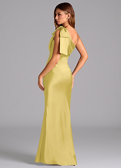 Azazie Yuanna Bridesmaid Dresses Canary Mermaid One Shoulder Stretch Satin Dress image6