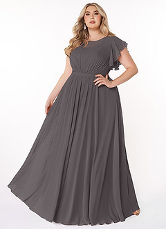 Azazie Daphne Modest Bridesmaid Dresses A-Line Ruffled Chiffon Floor-Length Dress image6