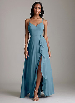 Azazie Naeem Bridesmaid Dresses Bermuda A-Line V-Neck Ruffle Chiffon Dress image1
