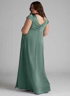 Azazie Allessia Robes de demoiselle d'honneur de maternité Robe Trapèze Plissée Longueur ras du sol Satin extensible image9