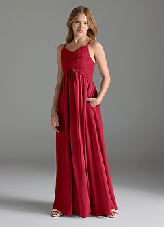 Azazie Alia Junior Dusty Rose A-Line Pleated Chiffon Dress image1
