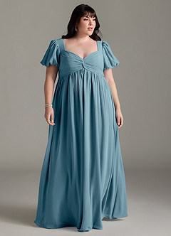 Azazie Madisynn Maternity Bridesmaid Dresses Bow Chiffon Floor-Length Dress image5