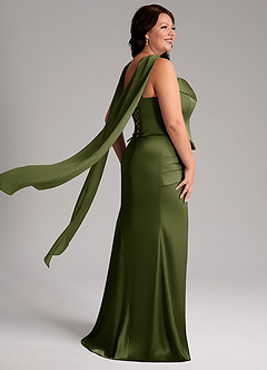 Azazie Sorrel Bridesmaid Dresses Olive Mermaid Strapless Stretch Satin Convertible Dress image8
