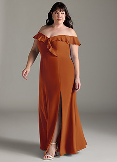 Azazie Sophie Bridesmaid Dresses Paprika A-Line Off the Shoulder Chiffon Convertible Dress image8