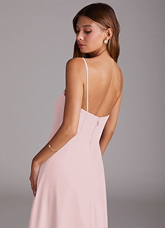 Azazie Wren Bridesmaid Dresses Blushing Pink A-Line Side Slit Chiffon Convertible Dress image8
