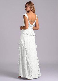 Azazie Sloane Vestidos de madrinha de casamento Vestido Branco de Esgotamento Floral de Linha A com Decote Coração image2