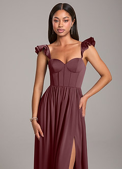 Azazie Denisse Bridesmaid Dresses Sangria A-Line Ruched Stretch Satin Dress image6