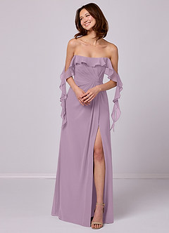 Barbie ♥ Azazie Bridesmaid Dresses Wisteria A-Line Off the Shoulder Chiffon Convertible Dress image4