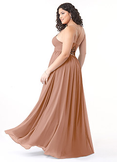 Azazie Aaida Bridesmaid Dresses Champagne Rose A-Line Corset Chiffon Dress image10