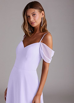 Azazie Marley Bridesmaid Dresses Lilac A-Line Off the Shoulder Chiffon Convertible Dress image8
