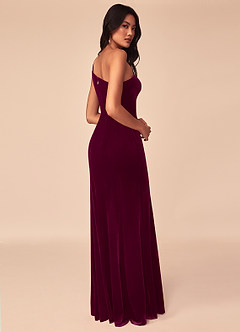 Azazie Kala Bridesmaid Dresses Cabernet A-Line One Shoulder Velvet Dress image4